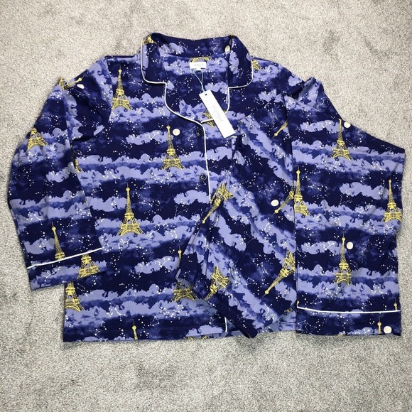 BedHead Other - NWT BedHead Astral Eiffel Tower Paris Skies Purple Cotton/Stretch Pajama Set XL